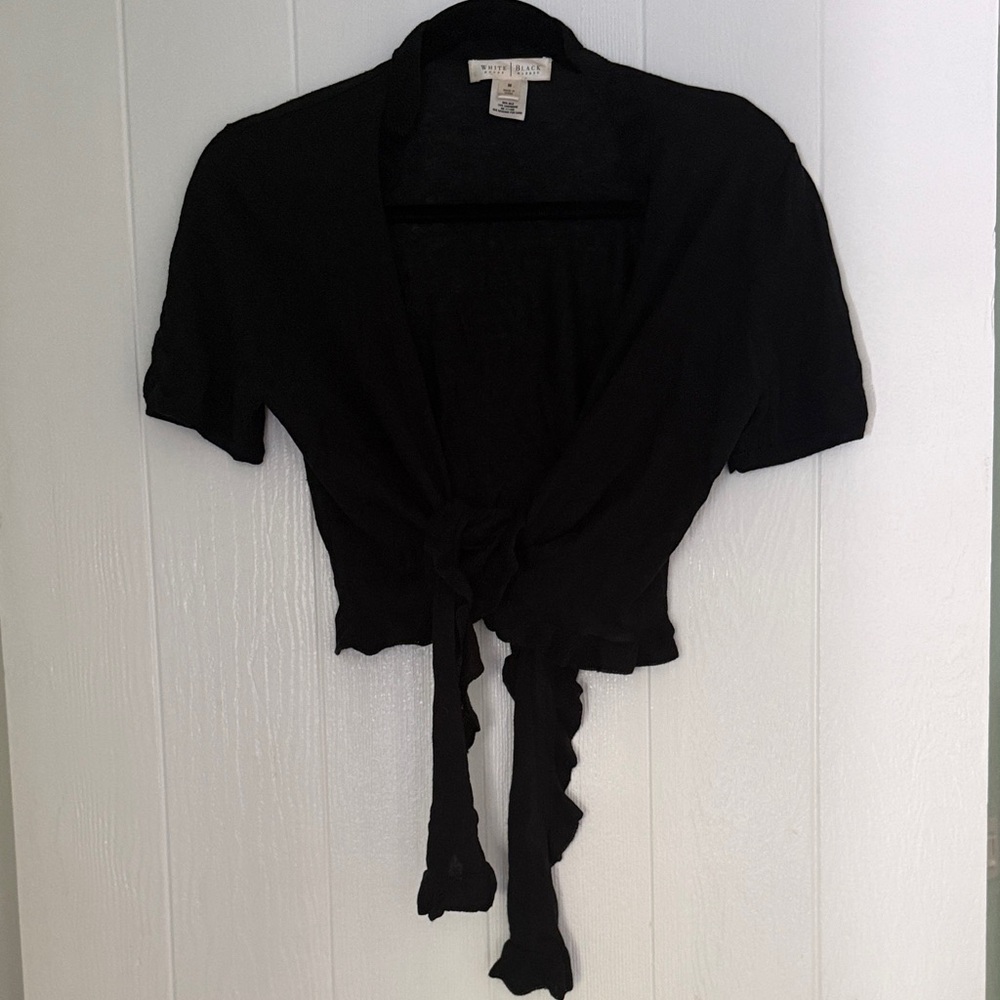 Black Tie-Front Crop Top sweater WHITE HOUSE BLACK MARKET